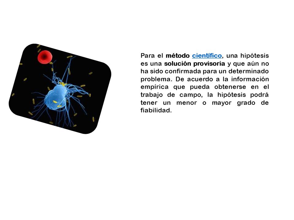 Para el método científico, una hipótesis es una solución provisoria y que aún no ha sido confirmada para un determinado problema.