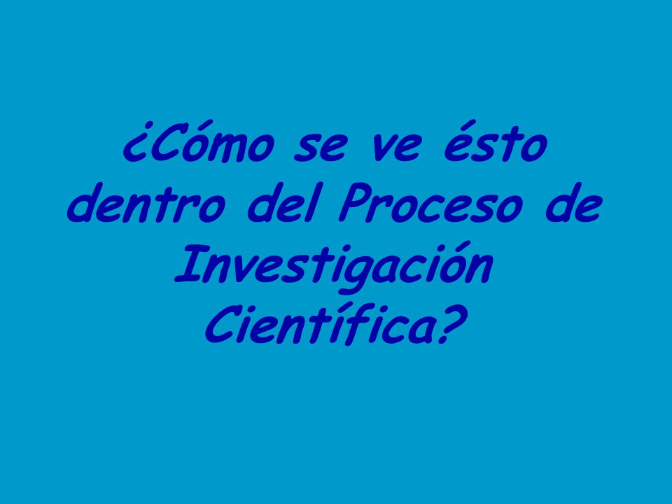 ¿Cómo se ve ésto dentro del Proceso de Investigación Científica