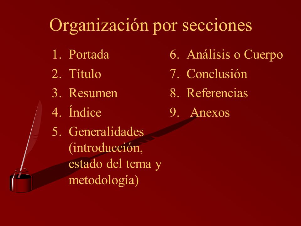 Organización por secciones