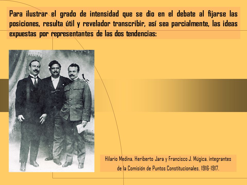 Para ilustrar el grado de intensidad que se dio en el debate al fijarse las posiciones, resulta útil y revelador transcribir, así sea parcialmente, las ideas expuestas por representantes de las dos tendencias: