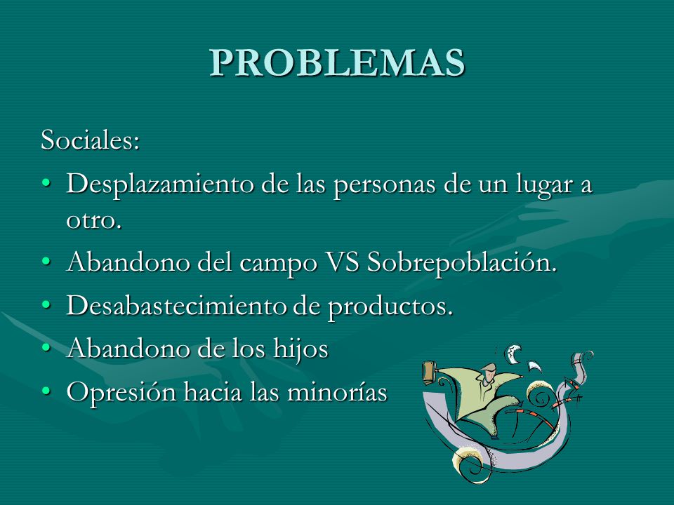 PROBLEMAS Sociales: Desplazamiento de las personas de un lugar a otro.
