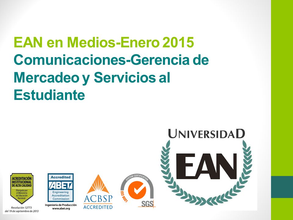 EAN en Medios-Enero 2015 Comunicaciones-Gerencia de Mercadeo y Servicios al Estudiante