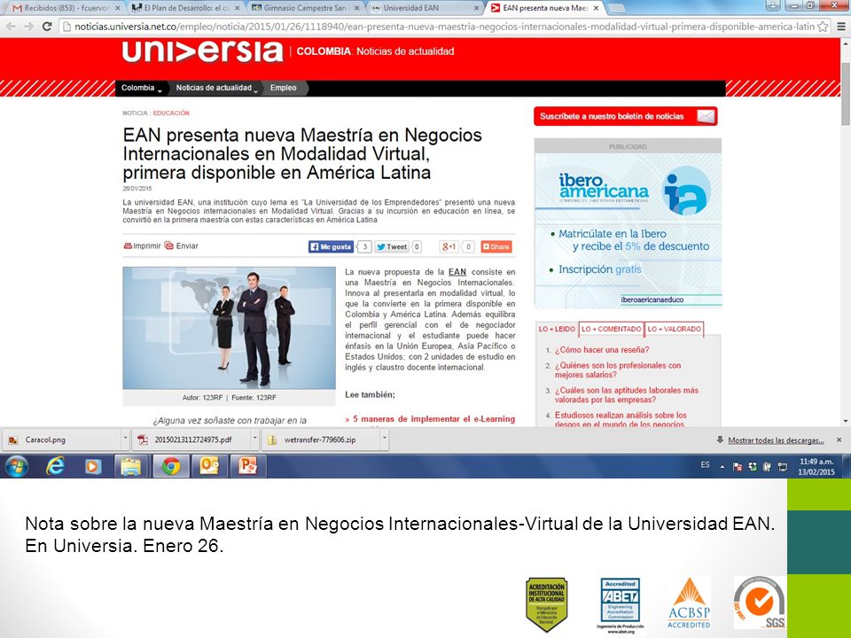 Nota sobre la nueva Maestría en Negocios Internacionales-Virtual de la Universidad EAN.