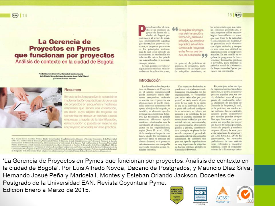 ‘La Gerencia de Proyectos en Pymes que funcionan por proyectos