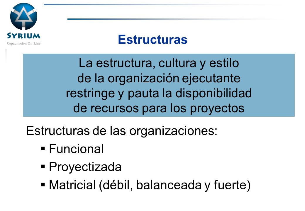 Estructuras de las organizaciones: Funcional Proyectizada