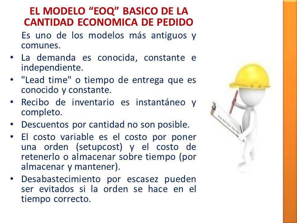 EL MODELO EOQ BASICO DE LA CANTIDAD ECONOMICA DE PEDIDO