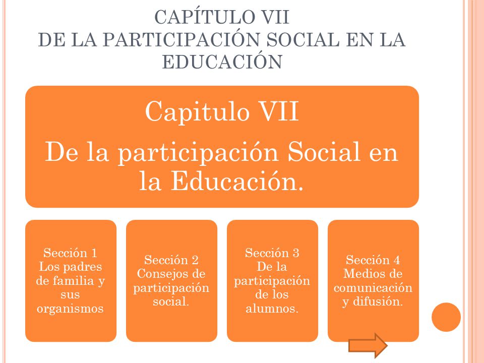 CAPÍTULO VII DE LA PARTICIPACIÓN SOCIAL EN LA EDUCACIÓN