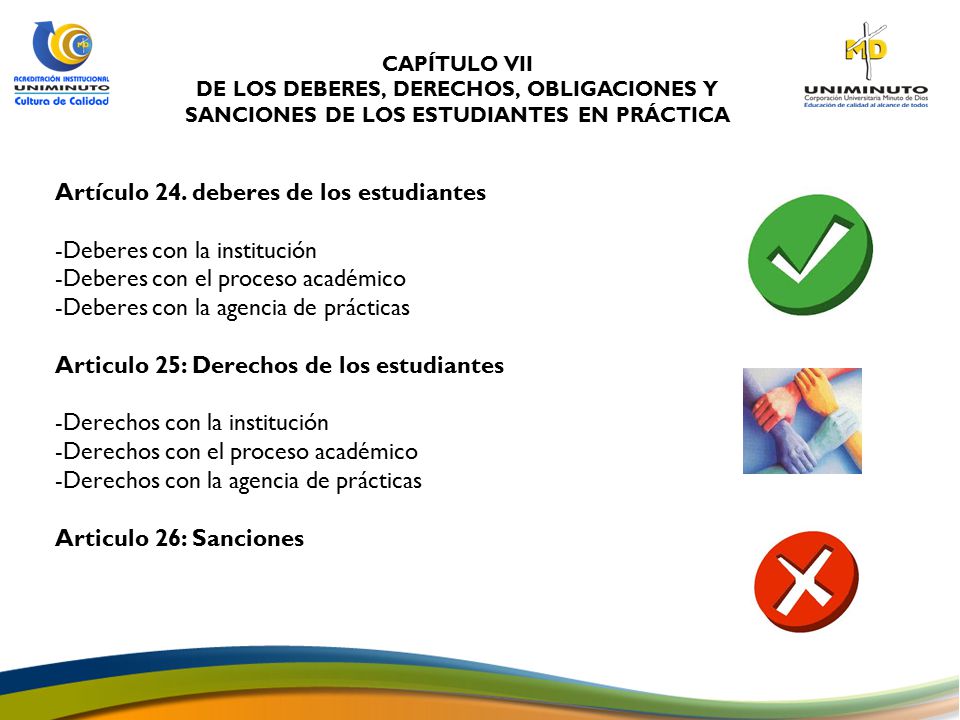Artículo 24. deberes de los estudiantes Deberes con la institución