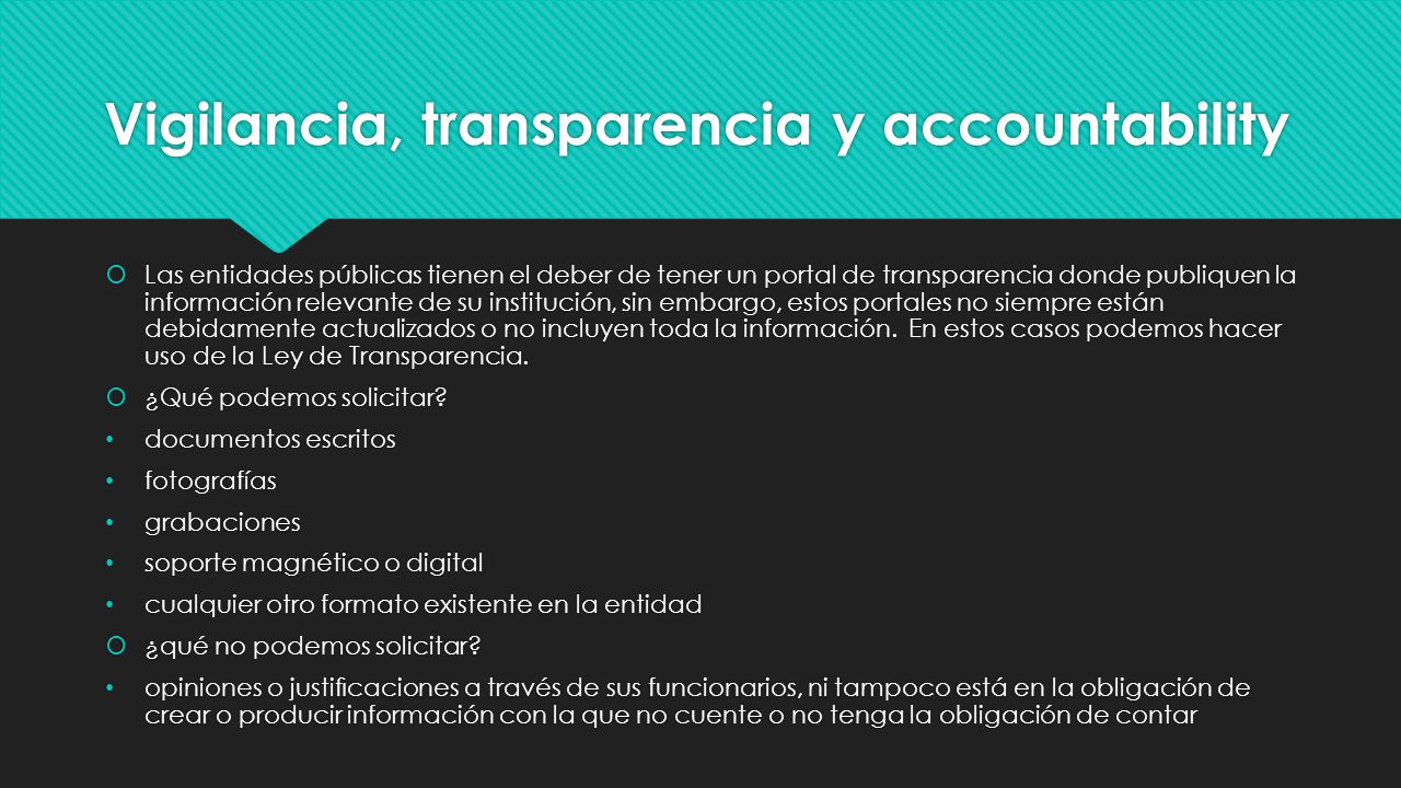 Vigilancia, transparencia y accountability