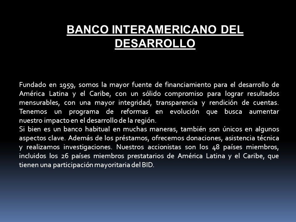 BANCO INTERAMERICANO DEL DESARROLLO