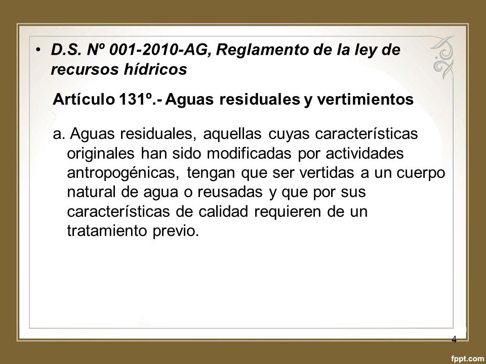 D.S. Nº AG, Reglamento de la ley de recursos hídricos