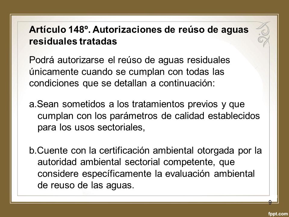 Artículo 148º. Autorizaciones de reúso de aguas residuales tratadas