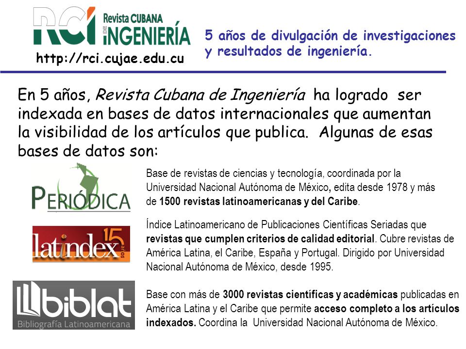 5 años de divulgación de investigaciones y resultados de ingeniería.