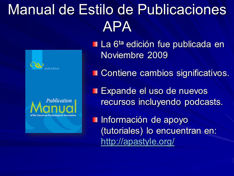 Manual de Estilo de Publicaciones APA