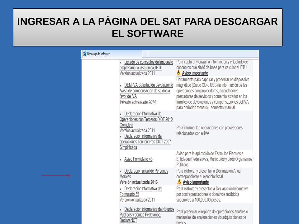 INGRESAR A LA PÁGINA DEL SAT PARA DESCARGAR EL SOFTWARE