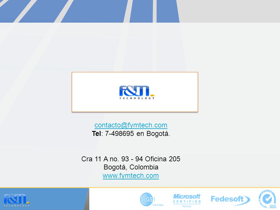 Tel: en Bogotá. Cra 11 A no Oficina 205. Bogotá, Colombia.