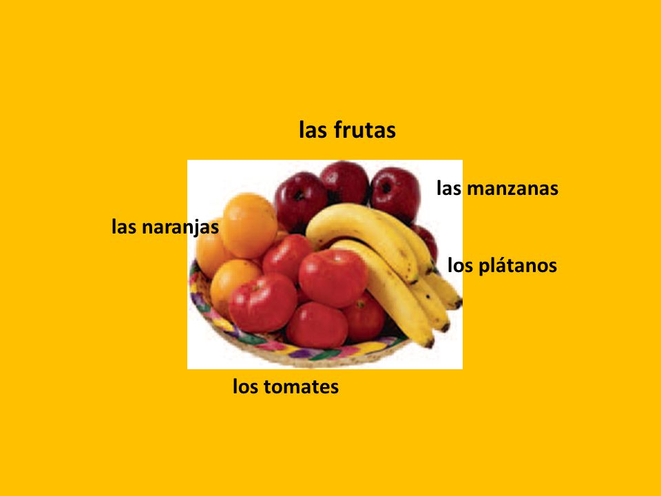 las frutas las manzanas las naranjas los plátanos los tomates