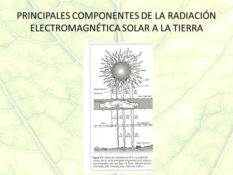 PRINCIPALES COMPONENTES DE LA RADIACIÓN ELECTROMAGNÉTICA SOLAR A LA TIERRA