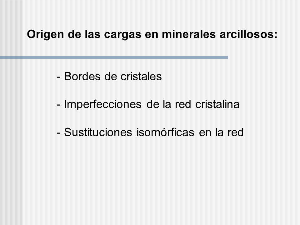 Origen de las cargas en minerales arcillosos:. - Bordes de cristales