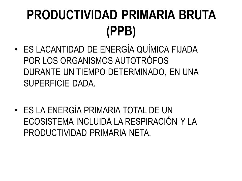 PRODUCTIVIDAD PRIMARIA BRUTA (PPB)