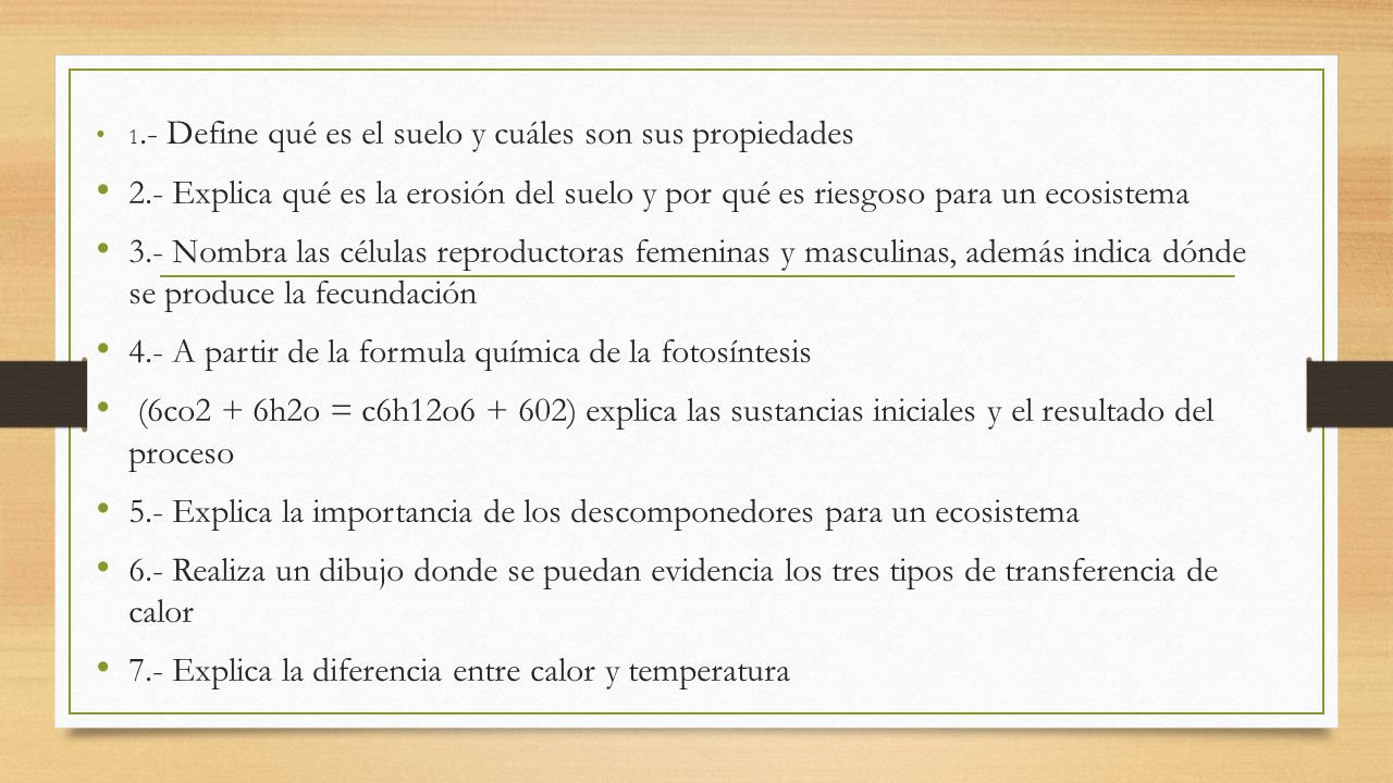 4.- A partir de la formula química de la fotosíntesis