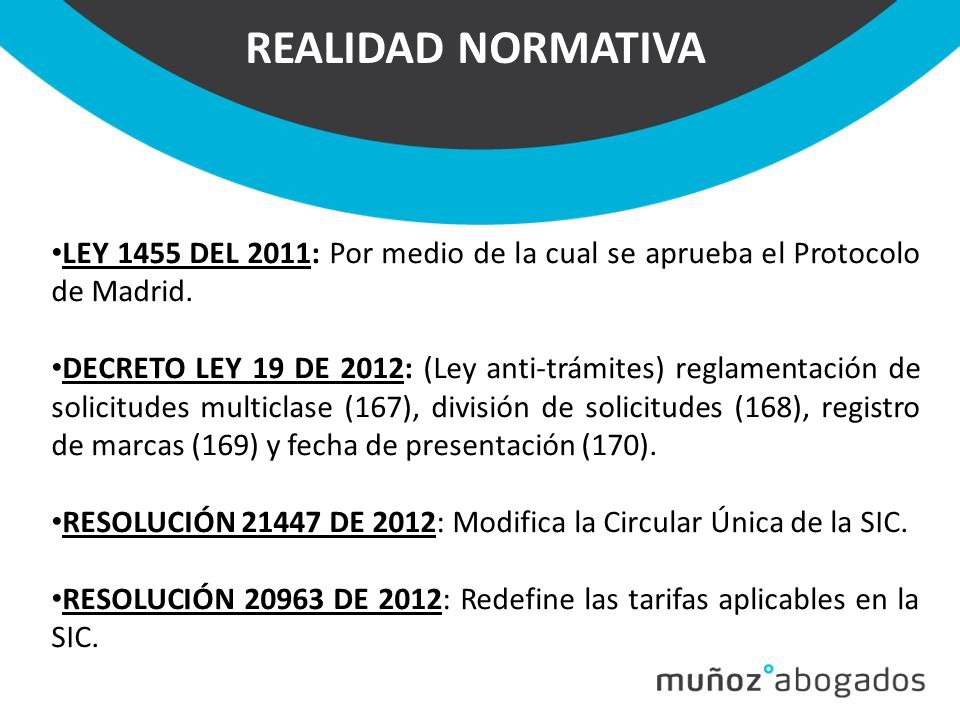 REALIDAD NORMATIVA LEY 1455 DEL 2011: Por medio de la cual se aprueba el Protocolo de Madrid.