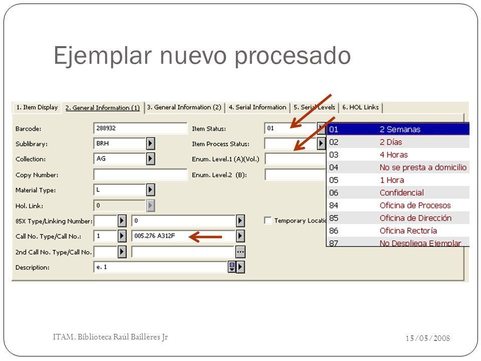 Ejemplar nuevo procesado