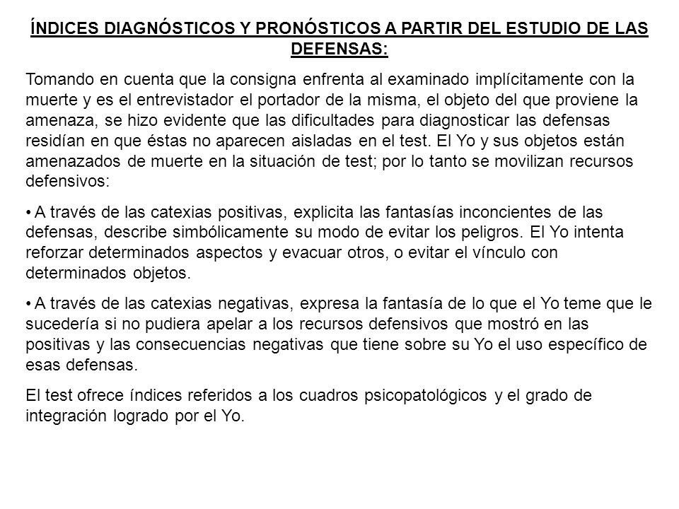 ÍNDICES DIAGNÓSTICOS Y PRONÓSTICOS A PARTIR DEL ESTUDIO DE LAS DEFENSAS: