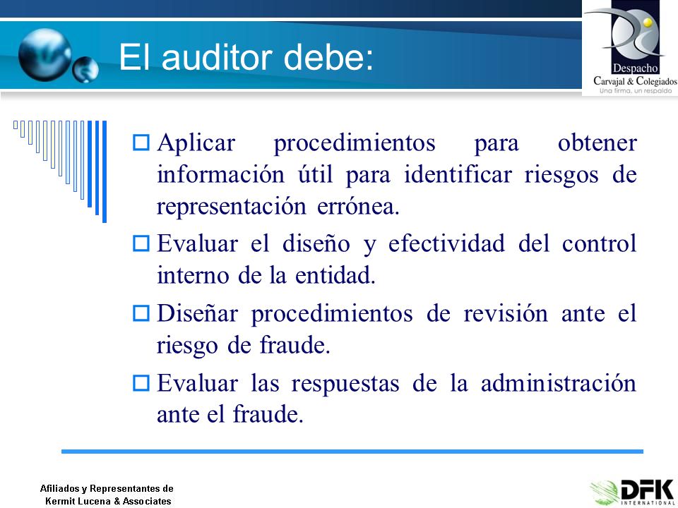 El auditor debe: Aplicar procedimientos para obtener información útil para identificar riesgos de representación errónea.