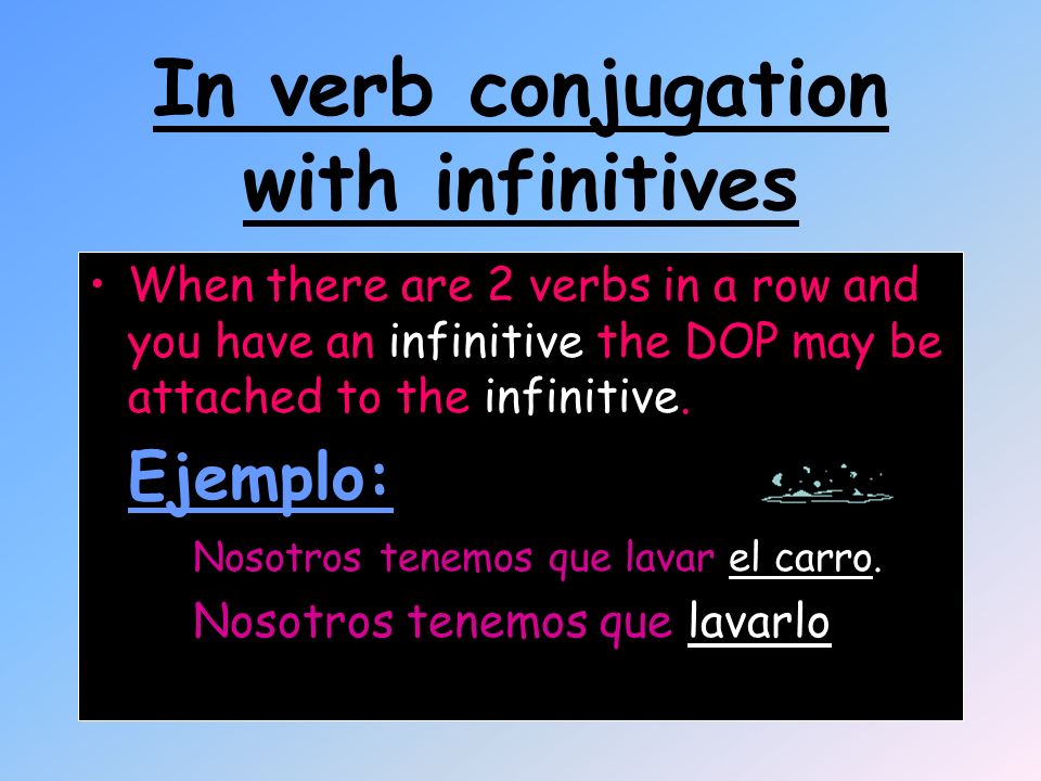 In verb conjugation with infinitives