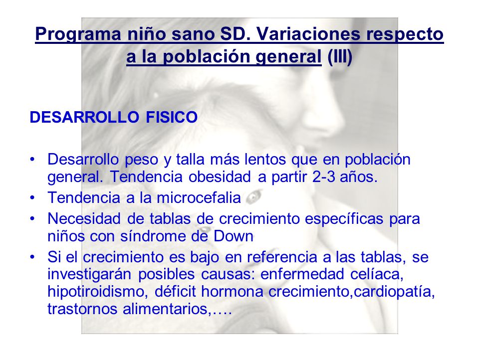 Programa niño sano SD. Variaciones respecto a la población general (III)