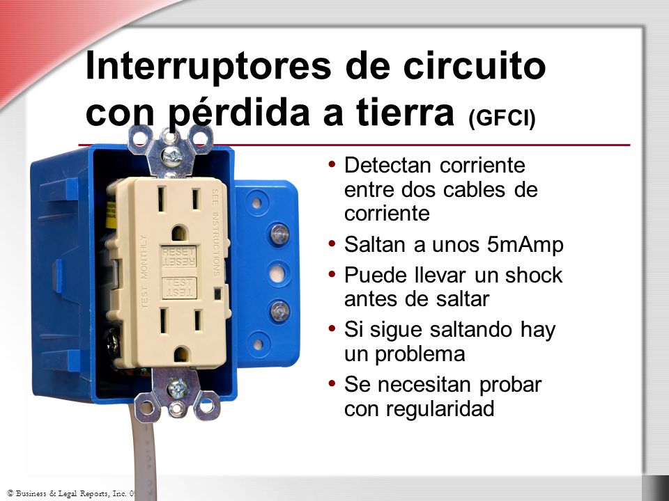 Interruptores de circuito con pérdida a tierra (GFCI)