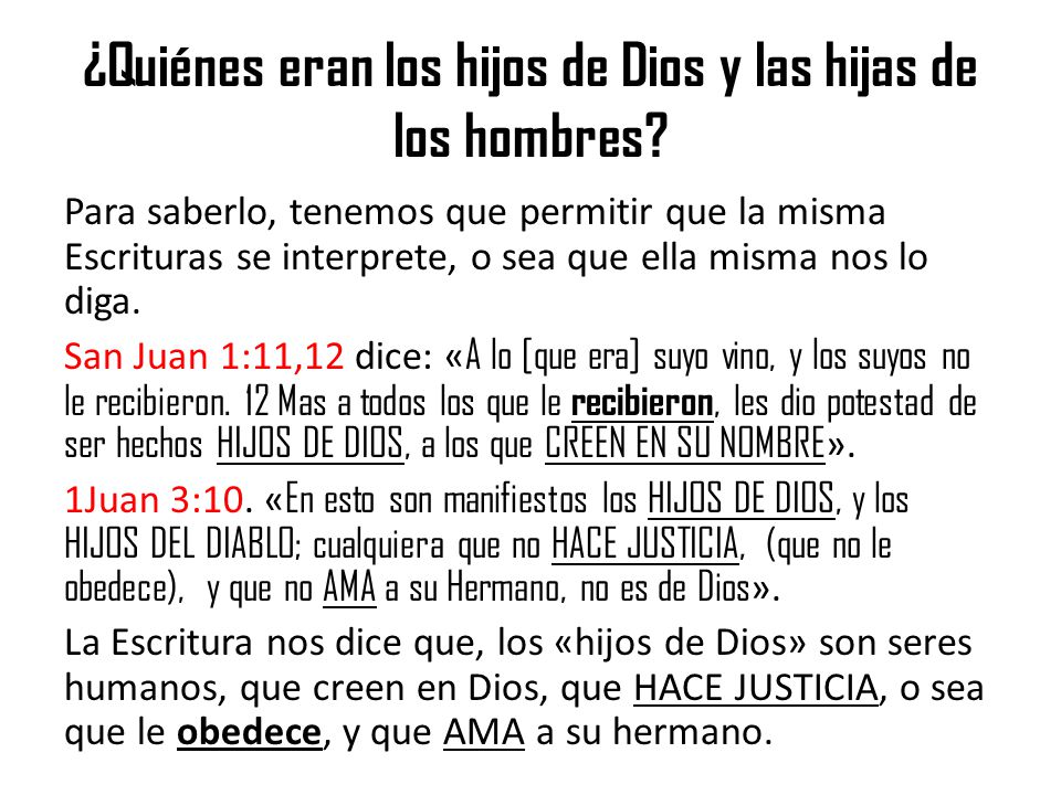 ¿Quiénes eran los hijos de Dios y las hijas de los hombres
