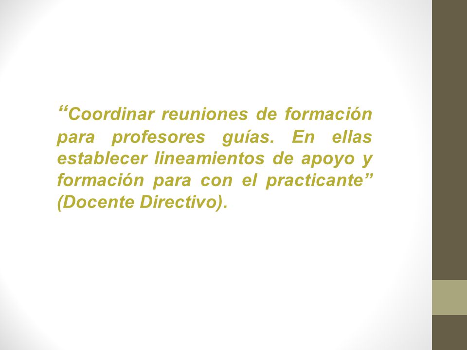 Coordinar reuniones de formación para profesores guías