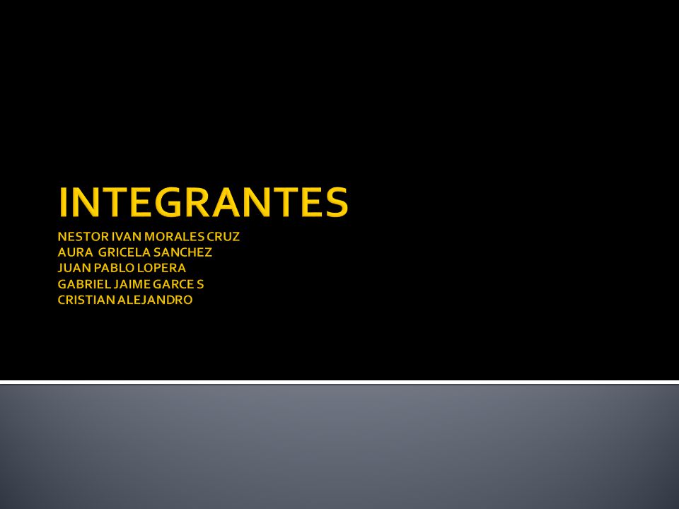 INTEGRANTES NESTOR IVAN MORALES CRUZ AURA GRICELA SANCHEZ JUAN PABLO LOPERA GABRIEL JAIME GARCE S CRISTIAN ALEJANDRO