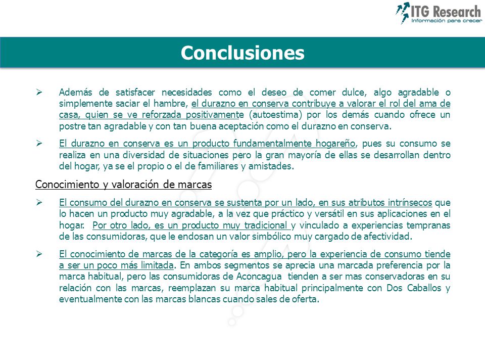 Conclusiones Conocimiento y valoración de marcas