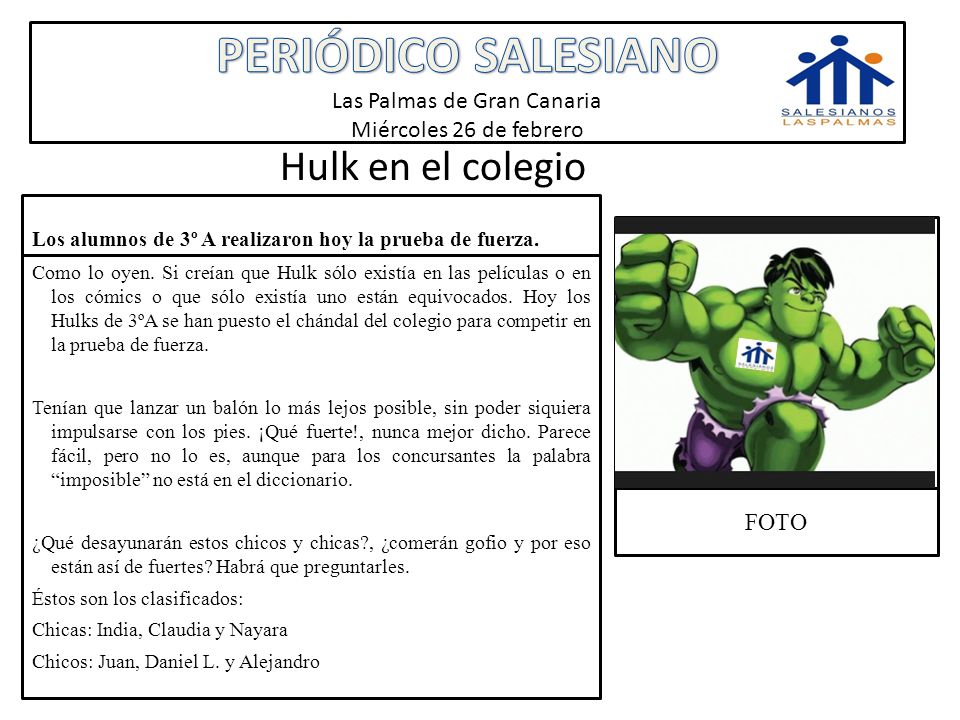 PERIÓDICO SALESIANO Las Palmas de Gran Canaria Miércoles 26 de febrero