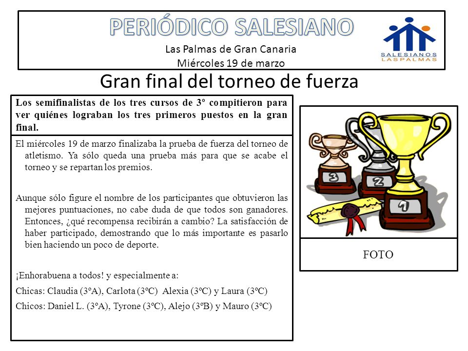 PERIÓDICO SALESIANO Las Palmas de Gran Canaria Miércoles 19 de marzo