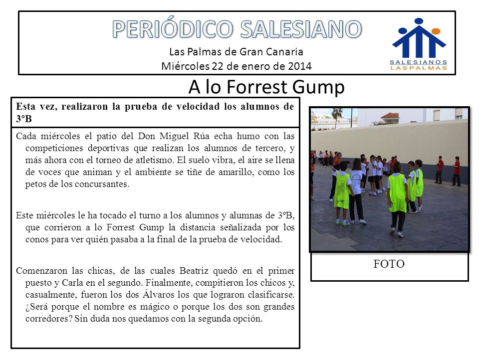 PERIÓDICO SALESIANO Las Palmas de Gran Canaria Miércoles 22 de enero de 2014