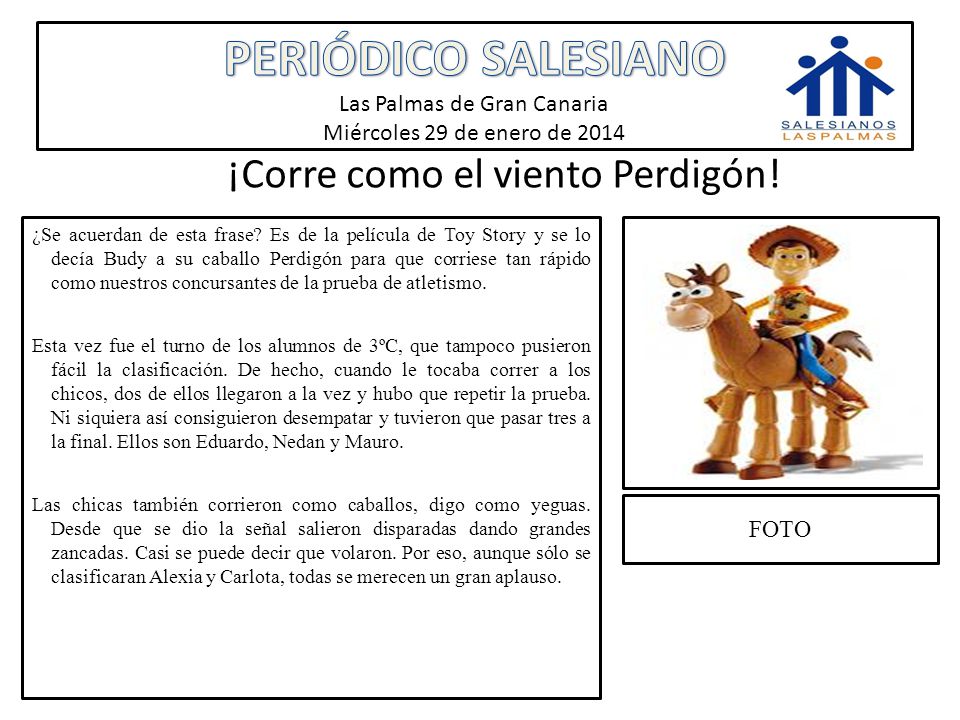 PERIÓDICO SALESIANO Las Palmas de Gran Canaria Miércoles 29 de enero de 2014