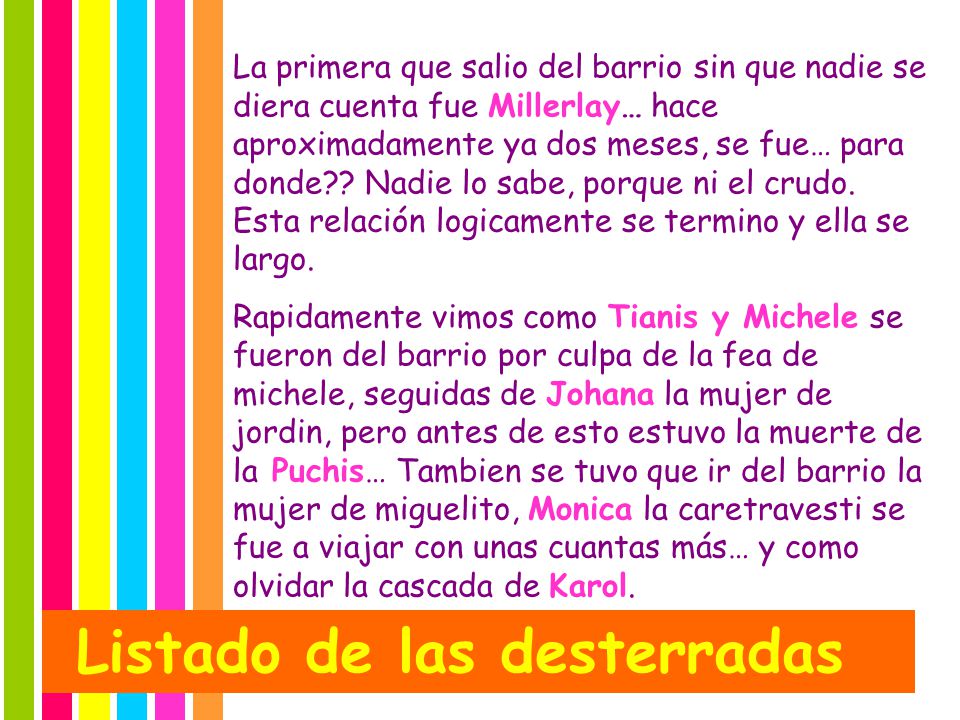 Listado de las desterradas