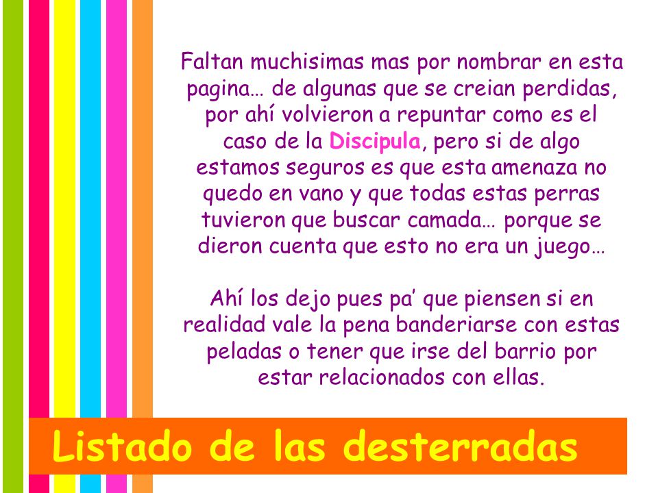 Listado de las desterradas