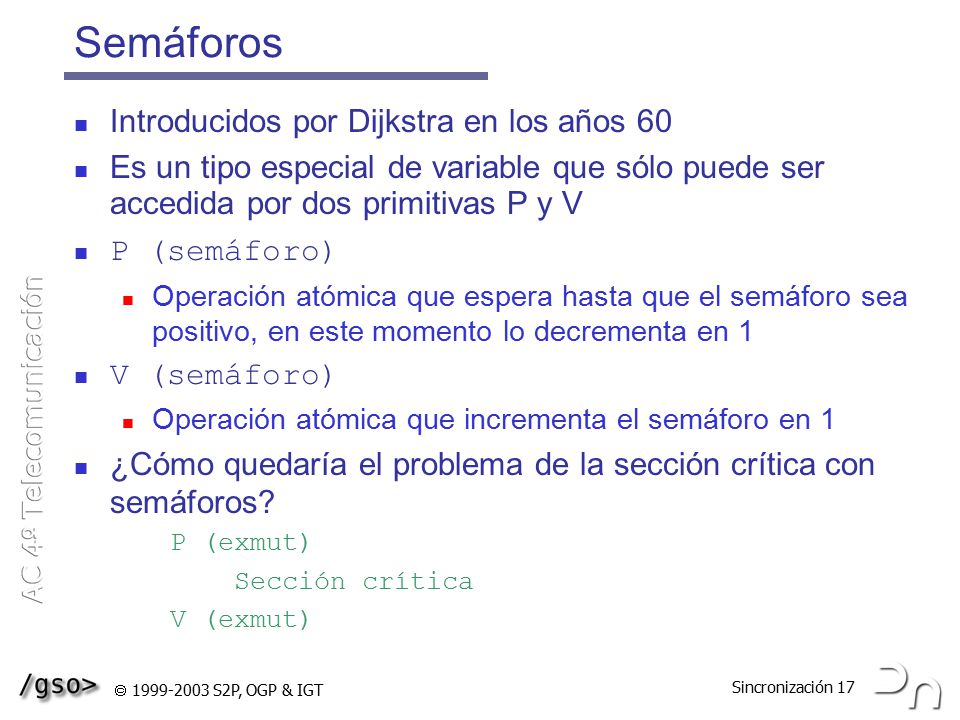 Semáforos Introducidos por Dijkstra en los años 60
