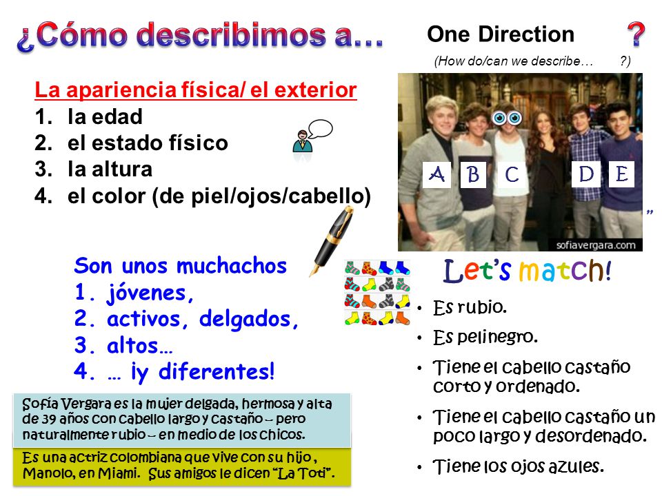 ¿Cómo describimos a… Todo entra por los ojos. Let’s match!