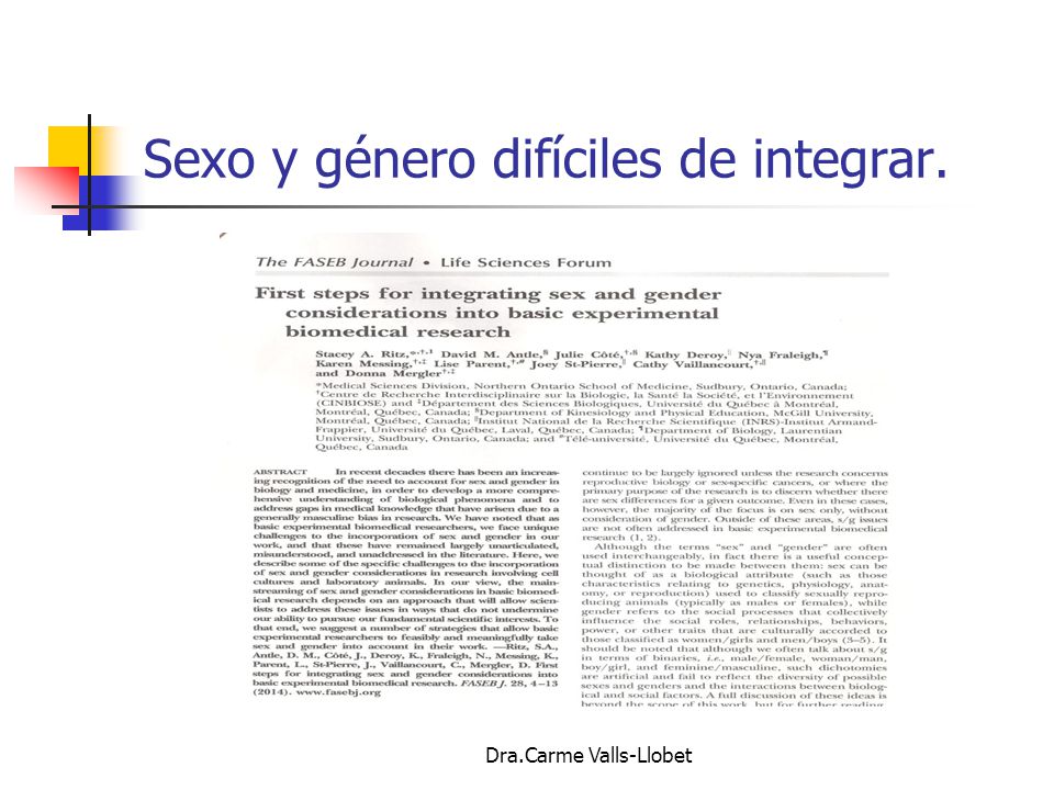 Sexo y género difíciles de integrar.