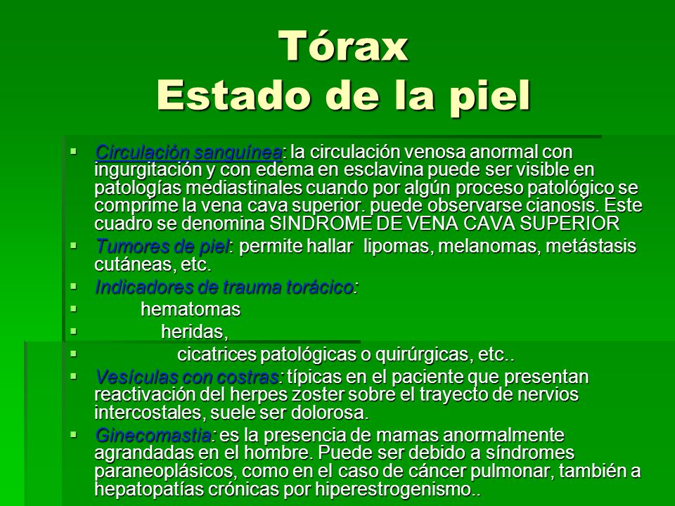 Tórax Estado de la piel