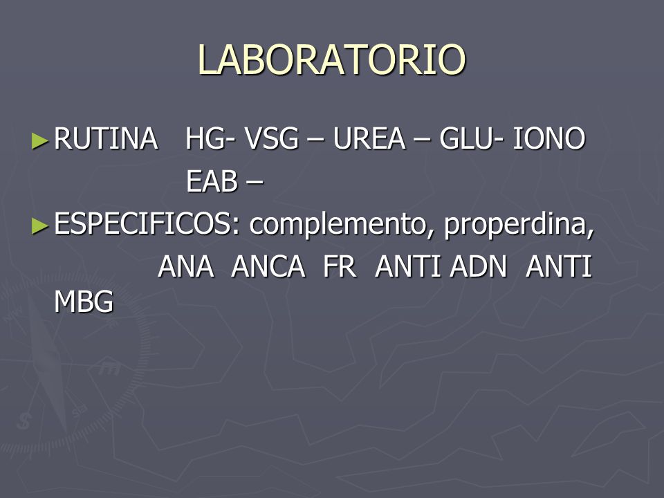 LABORATORIO RUTINA HG- VSG – UREA – GLU- IONO EAB –