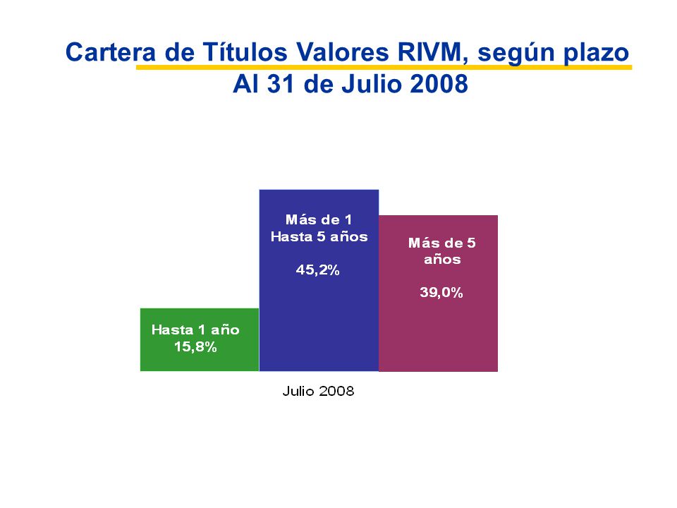 Cartera de Títulos Valores RIVM, según plazo Al 31 de Julio 2008