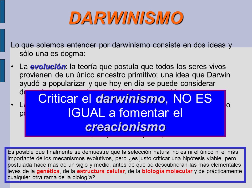 Criticar el darwinismo, NO ES IGUAL a fomentar el creacionismo