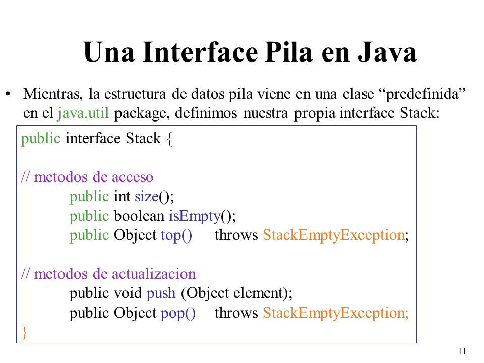 Una Interface Pila en Java